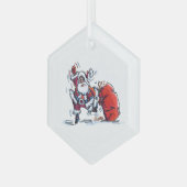 Angry Santa hexagon glass ornament ガラスオーナメント (正面左)