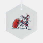 Angry Santa hexagon glass ornament ガラスオーナメント (裏面)