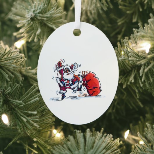 Angry Santa oval metal ornament メタルオーナメント (インサイチュ)