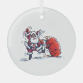 Angry Santa round glass ornament ガラスオーナメント (正面)