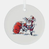 Angry Santa round glass ornament ガラスオーナメント (裏面)