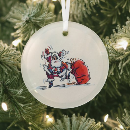 Angry Santa round glass ornament ガラスオーナメント (インサイチュ)