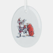 Angry Santa round glass ornament ガラスオーナメント (正面左)