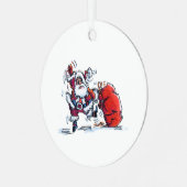 Angry Santa round metal ornament メタルオーナメント (正面左)