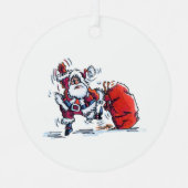 Angry Santa round metal ornament メタルオーナメント (正面)