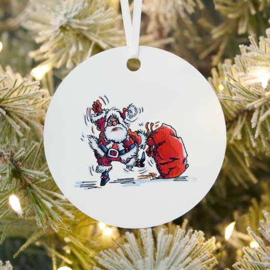 Angry Santa round metal ornament メタルオーナメント (インサイチュ)