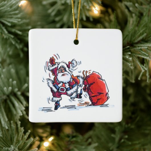 Angry Santa square ceramic ornament セラミックオーナメント (ツリー)