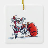 Angry Santa square ceramic ornament セラミックオーナメント (正面)