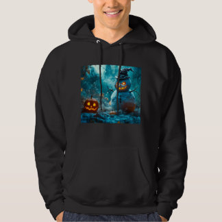 Angry Snowman Halloween Hoodie with Pumpkins パーカ