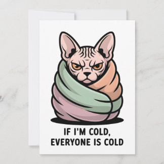 Angry Sphynx Cat Cold Humor Cartoon Art シーズンカード