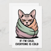 Angry Sphynx Cat Cold Humor Cartoon Art シーズンカード (正面/裏面)