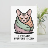 Angry Sphynx Cat Cold Humor Cartoon Art シーズンカード (スタンド正面)
