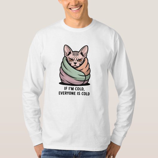 Angry Sphynx Cat Cold Humor Cartoon Art Tシャツ (正面)