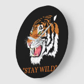 Angry Tiger "Stay Wild" Artistic Wall Clock ラージ壁時計 (傾斜)