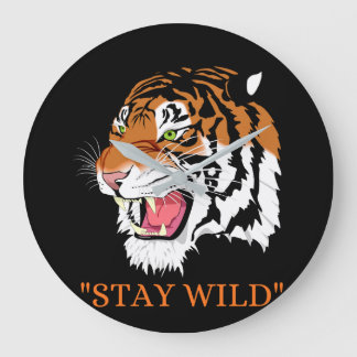 Angry Tiger "Stay Wild" Artistic Wall Clock ラージ壁時計