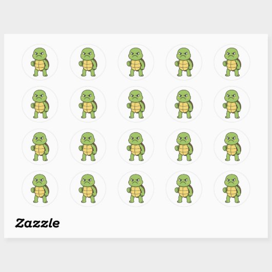 Angry Turtle Sticker ラウンドシール (シート)