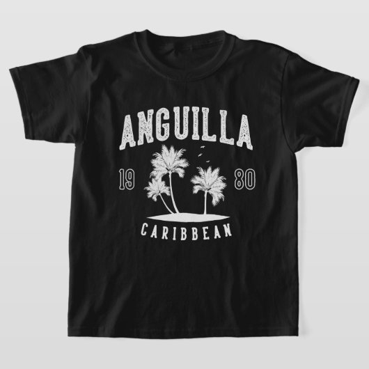 Anguilla Caribbean Palm Tree 1980 Kids Tシャツ (レイダウン)