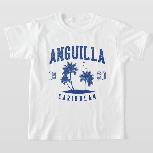Anguilla Caribbean Palm Tree 1980 Kids Tシャツ (レイダウン)