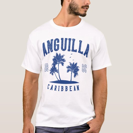 Anguilla Caribbean Palm Tree 1980 Tシャツ (正面)