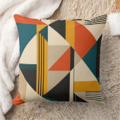 Angular Teal Orange Geometric Modernist Abstract クッション (ブランケット)