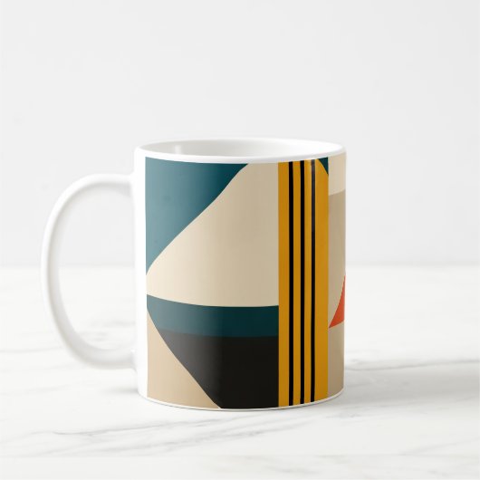 Angular Teal Orange Geometric Modernist Abstract コーヒーマグカップ (左)