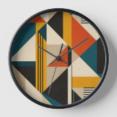 Angular Teal Orange Geometric Modernist Abstract 壁時計 (正面)