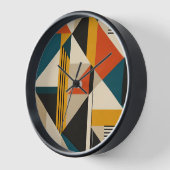 Angular Teal Orange Geometric Modernist Abstract 壁時計 (傾斜)