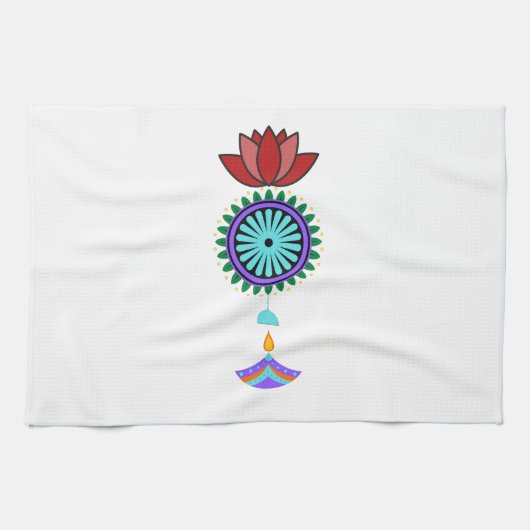 Anhänger spirituell mit Lotusblüte キッチンタオル (横)