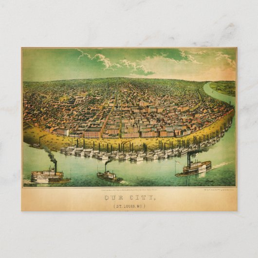 anickeのセントルイス(1859年)の地図 ポストカード (正面)