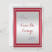 Anillos De Boda, De Plata Y Rojo Cena De Ensayo 招待状 (正面)
