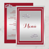 Anillos De Boda, De Plata Y Rojo Menú 招待状 (正面/裏面)