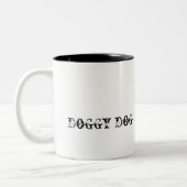 animabasdの小犬犬のボストンテリアのマグ ツートーンマグカップ (左)