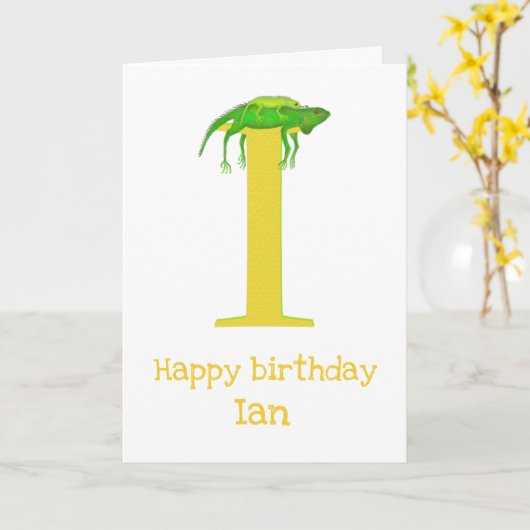 Animal ABC I is for iguana birthday card カード (黄色い花)