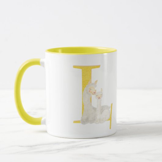 Animal ABC L is for llama mug マグカップ (左)