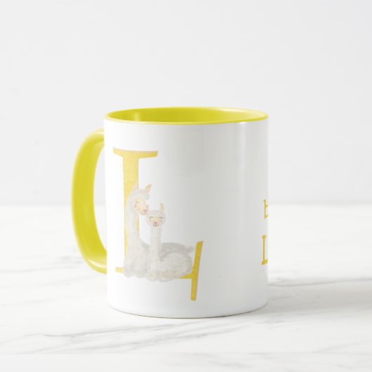 Animal ABC L is for llama mug マグカップ (正面左)