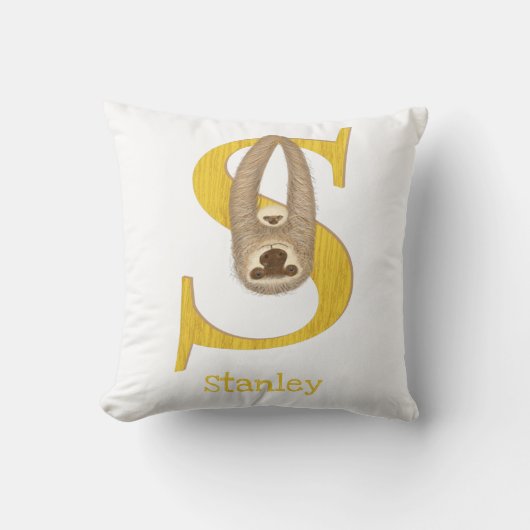 Animal ABC S is for sloth cushion クッション (正面)
