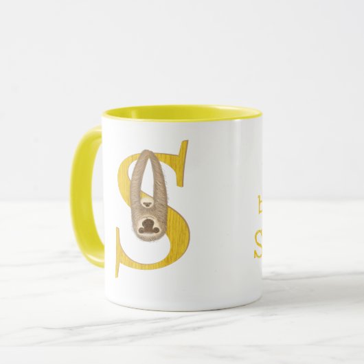 Animal ABC S is for sloth mug マグカップ (正面左)