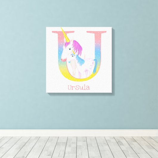 Animal ABC Uはユニコーンのキャンバス印刷用ページ キャンバスプリント (インサイチュ (ウッドフロア))