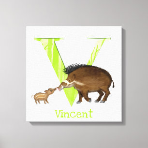 Animal ABC VはVisayan warty pig canvas print用 キャンバスプリント