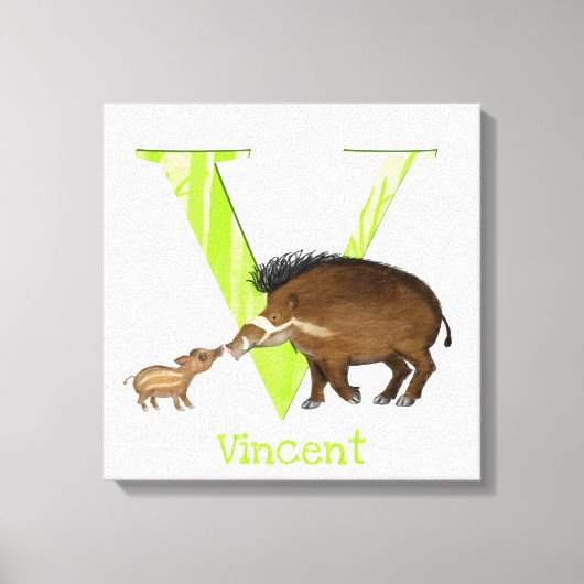 Animal ABC VはVisayan warty pig canvas print用 キャンバスプリント (正面)
