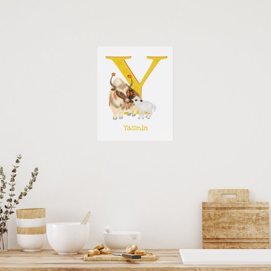 Animal ABC Y is for yak print ポスター (キッチン)