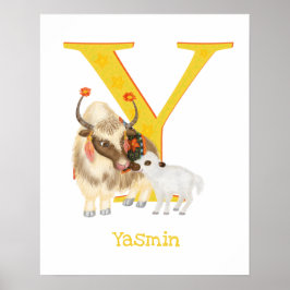 Animal ABC Y is for yak print ポスター