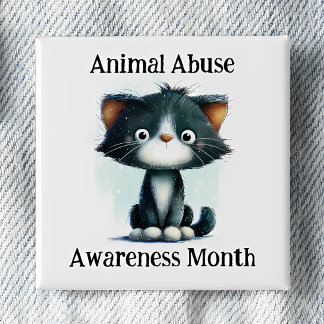 Animal Abuse Awareness Month - Kitten Pinback 缶バッジ
