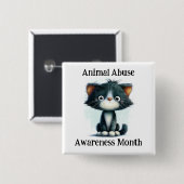 Animal Abuse Awareness Month - Kitten Pinback 缶バッジ (正面&裏面)