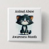 Animal Abuse Awareness Month - Kitten Pinback 缶バッジ (正面)