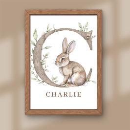 Animal Alphabet Letter C Kids Name Bunny Poster フォトプリント
