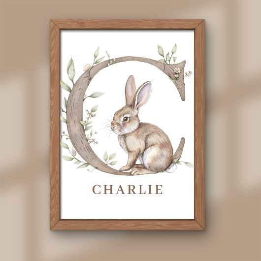 Animal Alphabet Letter C Kids Name Bunny Poster フォトプリント
