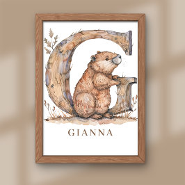 Animal Alphabet Letter G Kids Name Nursery Poster フォトプリント