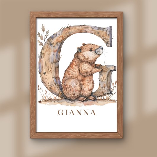 Animal Alphabet Letter G Kids Name Nursery Poster フォトプリント
