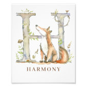 Animal Alphabet Letter H Kids Name Fox Poster フォトプリント (正面)